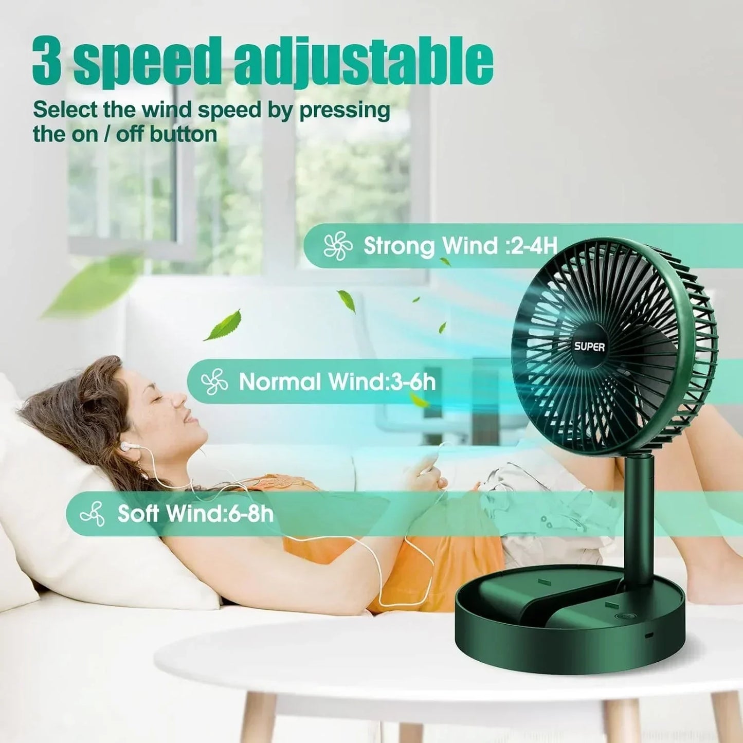 USB Rechargeable Fan Portable Electric Mini Fan Foldable Telescopic Fan